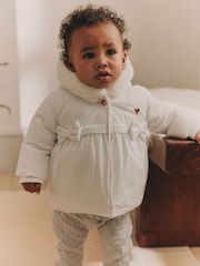 White Bows Baby Hooded Puffer Coat (0mths-2yrs) - Image 1 of 9