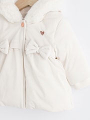 White Bows Baby Hooded Puffer Coat (0mths-2yrs) - Image 6 of 9