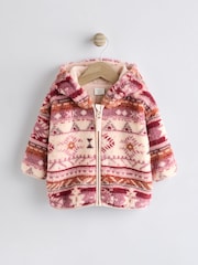 Pink Print Baby Cosy Fleece Jacket (0mths-2yrs) - Image 1 of 7