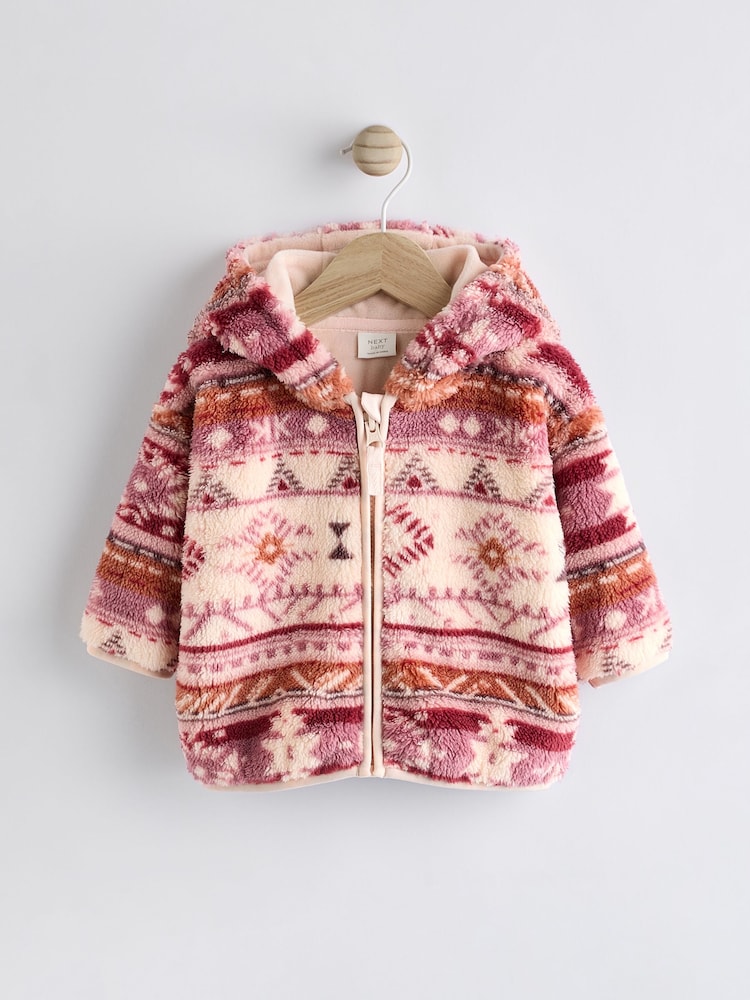Pink Print Baby Cosy Fleece Jacket (0mths-2yrs) - Image 1 of 7