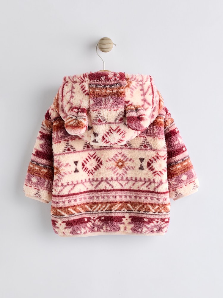 Pink Print Baby Cosy Fleece Jacket (0mths-2yrs) - Image 2 of 7