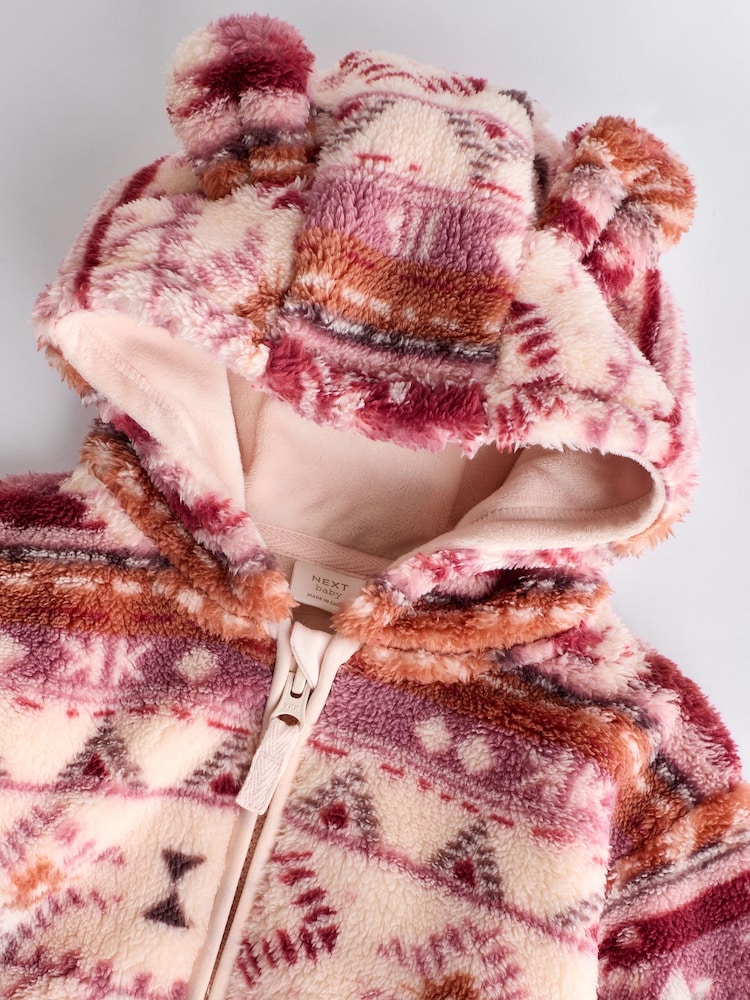 Roz imprimat - Jachetă din fleece pentru Bebeluși cu glugă (0luni-2ani) - Image 4 of 7