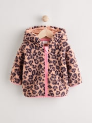 Brown Leopard Baby Borg Fleece Jacket (0mths-2yrs) - Image 1 of 6