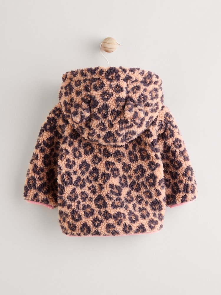 Brown Leopard Baby Borg Fleece Jacket (0mths-2yrs) - Image 2 of 6