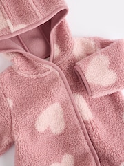 Pink Heart Print Baby Borg Fleece Jacket (0mths-2yrs) - Image 4 of 6