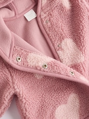 Pink Heart Print Baby Borg Fleece Jacket (0mths-2yrs) - Image 5 of 6