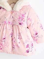 Pink Floral Baby Hooded Puffer Coat (0mths-2yrs) - Image 3 of 6