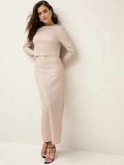 Cream Mesh Sequin Midi Skirt - Image 1 of 6