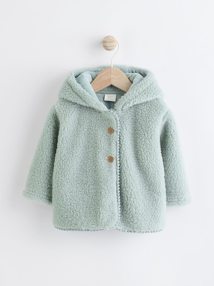 Sage Green Baby Borg Fleece Jacket (0mths-2yrs) - Image 1 of 9