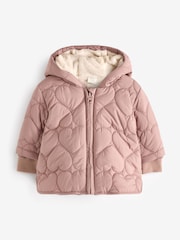Pink Hearts Quilted Baby Coat (0mths-2yrs) - Image 1 of 7
