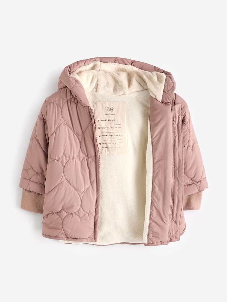 Pink Hearts Quilted Baby Coat (0mths-2yrs) - Image 6 of 7