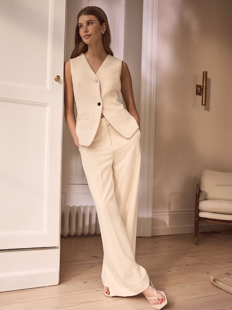Cream Premium Tailored Straight Trousers - Image 2 of 7