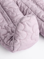 Purple Flower Fleece Lined Hooded Zip Quilted Baby All-In-One Pramsuit (0mths-2yrs) - Image 6 of 7