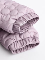Purple Flower Fleece Lined Hooded Zip Quilted Baby All-In-One Pramsuit (0mths-2yrs) - Image 7 of 7