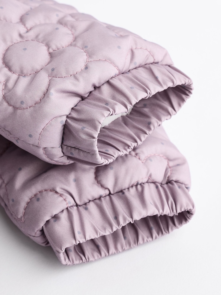 Purple Flower Fleece Lined Hooded Zip Quilted Baby All-In-One Pramsuit (0mths-2yrs) - Image 7 of 7