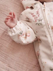 Ecru/ Pink Fairy Print Baby Zip Hooded All-In-One Pramsuit (0mths-2yrs) - Image 3 of 10