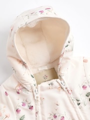Ecru/ Pink Fairy Print Baby Zip Hooded All-In-One Pramsuit (0mths-2yrs) - Image 7 of 10