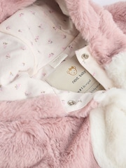 Pink Baby Faux Fur Cosy Hooded Pramsuit All-In-One (0mths-2yrs) - Image 12 of 13