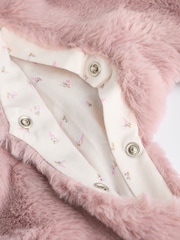 Pink Baby Faux Fur Cosy Hooded Pramsuit All-In-One (0mths-2yrs) - Image 13 of 13
