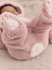 Pink Baby Faux Fur Cosy Hooded Pramsuit All-In-One (0mths-2yrs) - Image 4 of 13