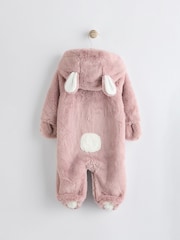 Pink Baby Faux Fur Cosy Hooded Pramsuit All-In-One (0mths-2yrs) - Image 6 of 13