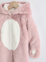 Pink Baby Faux Fur Cosy Hooded Pramsuit All-In-One (0mths-2yrs) - Image 7 of 13