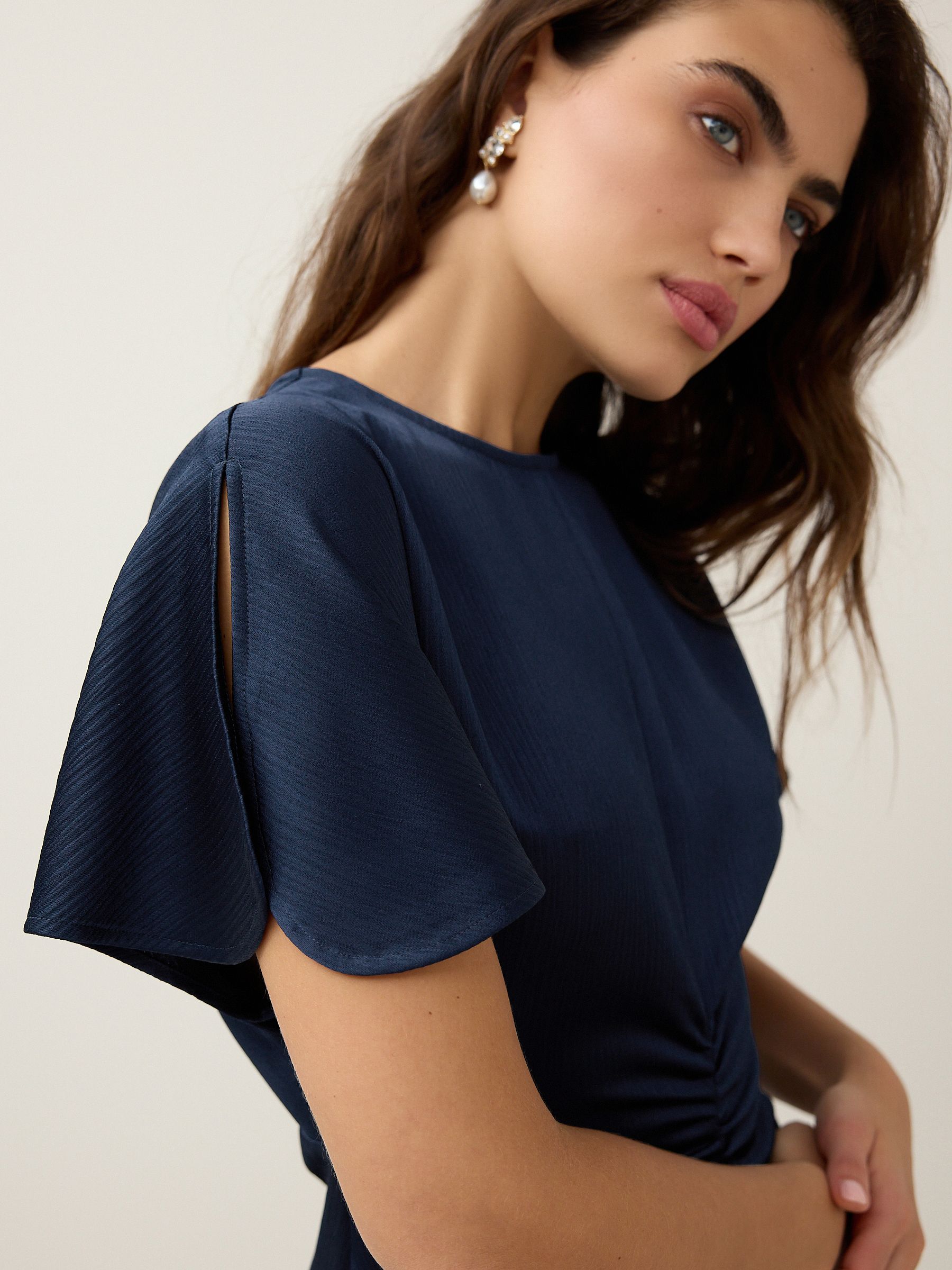 Navy ruched dress shop