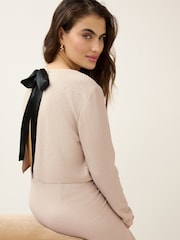 Cream Mesh Sequin Bow Back Top - Image 1 of 7