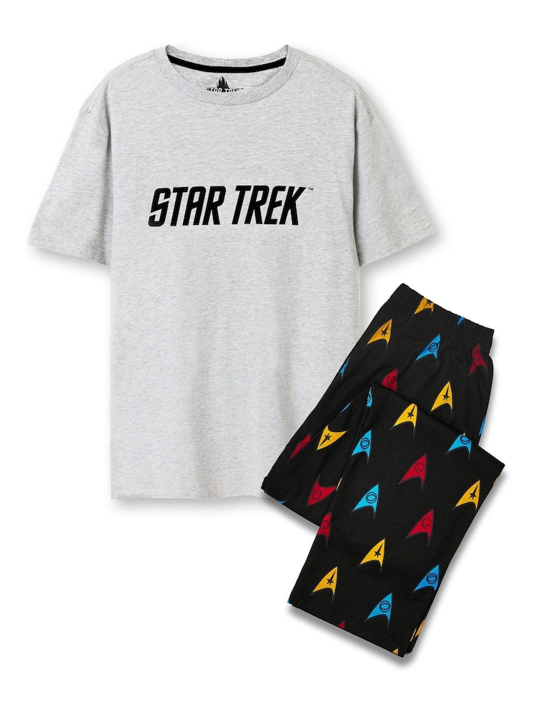 Vanilla Underground Mens Grey Star Trek 100% Cotton Licensed Pyjamas - Image 1 of 4