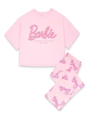 Vanilla Underground Pink Barbie Ladies 100% Cotton Licensed Pyjamas - Image 1 of 5