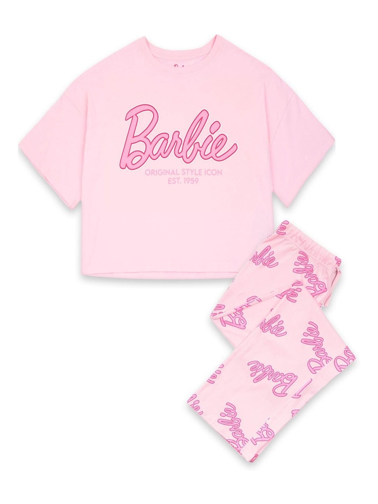 Vanilla Underground Pink Barbie Ladies 100% Cotton Licensed Pyjamas - Image 1 of 5