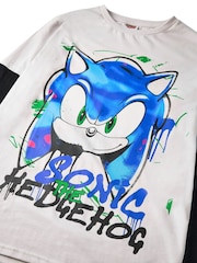 Vanilla Underground Boys Grey Character Long Sleeved Sonic The Hedgehog 100% Cotton T-Shirt - Image 2 of 5