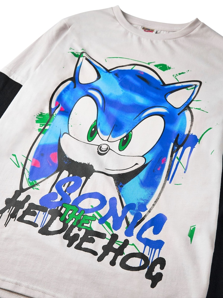 Vanilla Underground Boys Grey Character Long Sleeved Sonic The Hedgehog 100% Cotton T-Shirt - Image 2 of 5