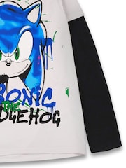 Vanilla Underground Boys Grey Character Long Sleeved Sonic The Hedgehog 100% Cotton T-Shirt - Image 4 of 5