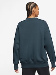 Nike Armory Navy Phoenix Fleece Oversized Mini Swoosh Crew Neck Sweatshirt - Image 2 of 3