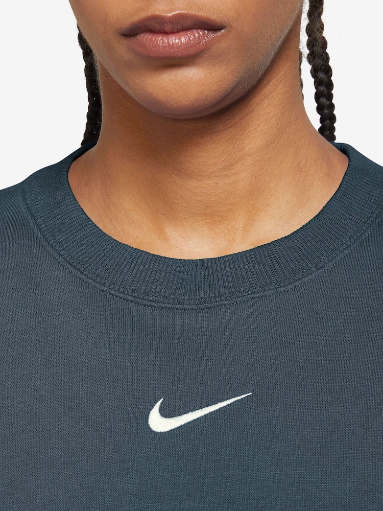 Nike Armory Navy Phoenix Fleece Oversized Mini Swoosh Crew Neck Sweatshirt - Image 3 of 3