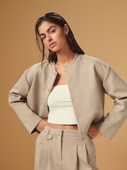 Neutral Collarless Jacket - Image 1 of 7