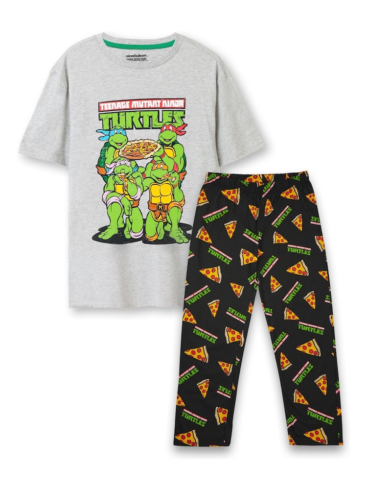Vanilla Underground Grey Mens 100% Cotton Teenage Mutant Ninja Turtle Pyjamas - Image 1 of 5