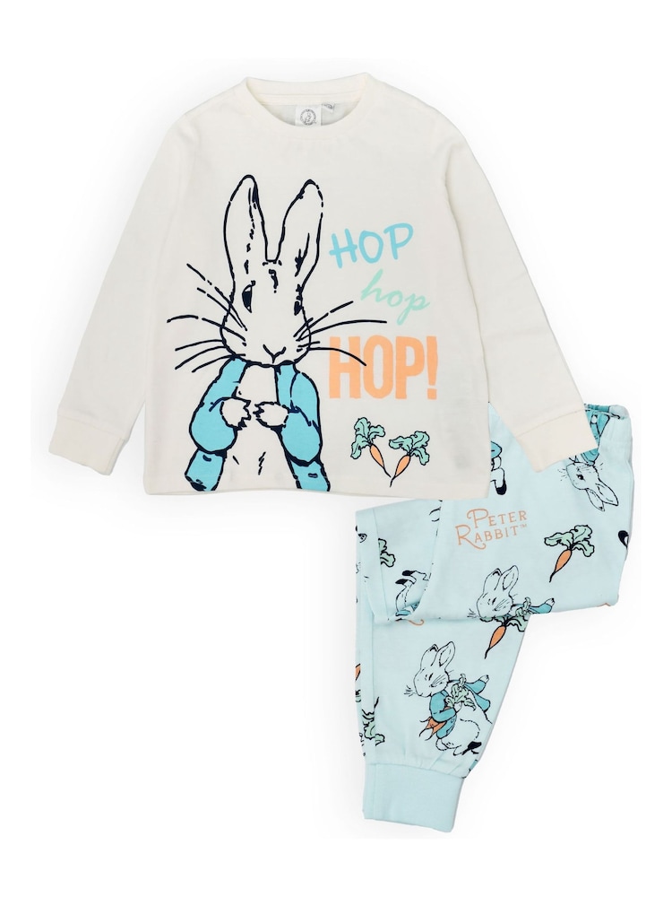 Vanilla Underground White Kids Peter Rabbit Licensed 100% Cotton Pyjamas - Image 1 of 5