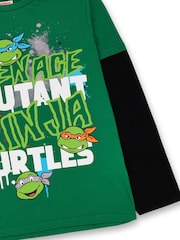 Vanilla Underground Green Boys Teenage Mutant Ninja Turtles Long Sleeve 100% Cotton T-Shirt - Image 4 of 5