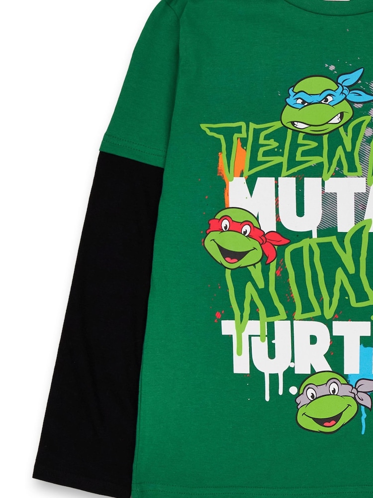 Vanilla Underground Green Boys Teenage Mutant Ninja Turtles Long Sleeve 100% Cotton T-Shirt - Image 5 of 5
