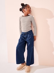 Denim Dark Wash 100% Cotton Wide Leg Jeans With Belt (3-16yrs) - Image 2 of 7