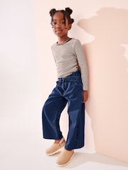 Denim Dark Wash 100% Cotton Wide Leg Jeans With Belt (3-16yrs) - Image 3 of 7