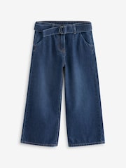 Denim Dark Wash 100% Cotton Wide Leg Jeans With Belt (3-16yrs) - Image 5 of 7