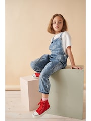 Mid Blue 100% Cotton Graffiti Dungarees (3-16yrs) - Image 4 of 9