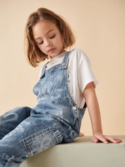 Mid Blue 100% Cotton Graffiti Dungarees (3-16yrs) - Image 5 of 9