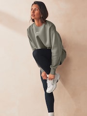 Nike Khaki Green Phoenix Fleece Oversized Mini Swoosh Crew Neck Sweatshirt - Image 4 of 6
