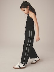 Black Wide Leg Woven 100% Cotton Trousers (3-16yrs) - Image 1 of 8