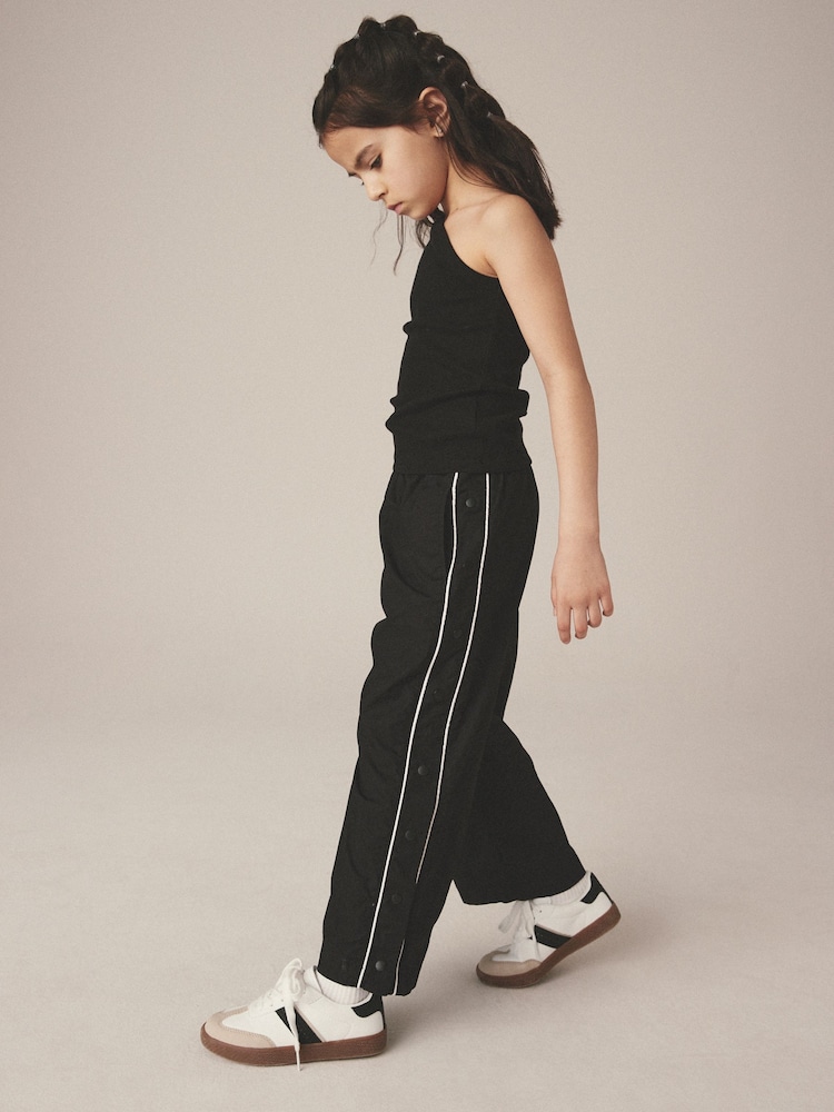 Black Wide Leg Woven 100% Cotton Trousers (3-16yrs) - Image 1 of 8