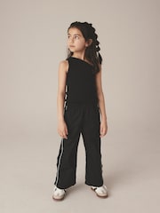 Black Wide Leg Woven 100% Cotton Trousers (3-16yrs) - Image 2 of 8